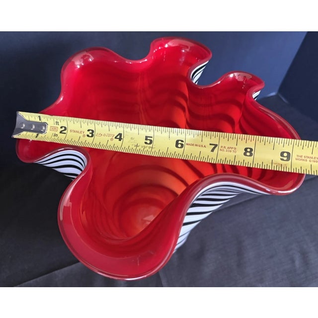 Vintage Murano Style European Blown Art Glass Handkerchief Vase For Sale - Image 11 of 11