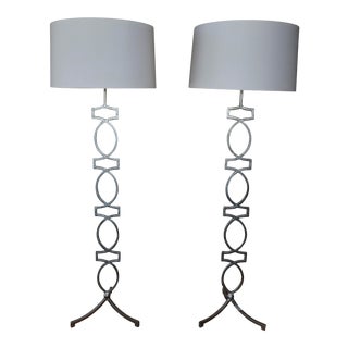 Arteriors Home Silver Leaf Iron Floor Lamps - a Pair For Sale