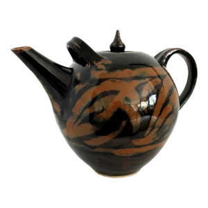 Ext. LRG 1985 Signed Glazed Stoneware Teapot/Dark Brown