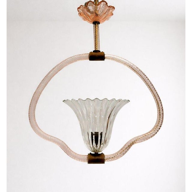 Metal Art Deco Pendant Light from Barovier & Toso, 1940s For Sale - Image 7 of 8