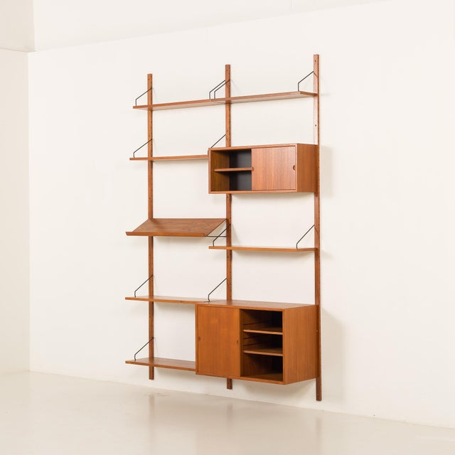 Wood Vintage High Teak Wall Unit by Poul Cadovius for Cado, 1960s For Sale - Image 7 of 18