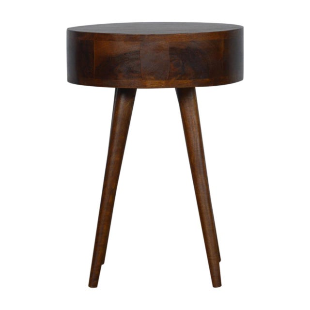 Chestnut Circular Solid Wood Table With Polished Finish For Sale - Image 8 of 8