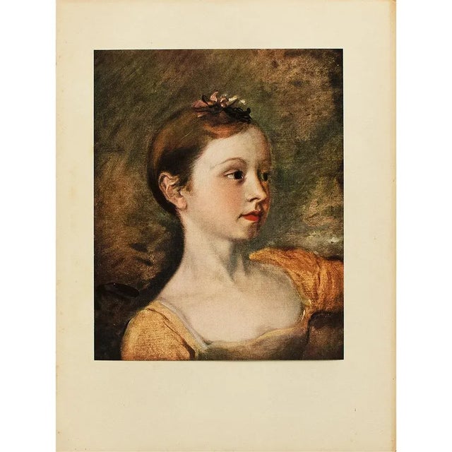 A beautiful vintage full-color reproduction print after painting "The Painter's Daughter Mary" by Thomas Gainsborough....