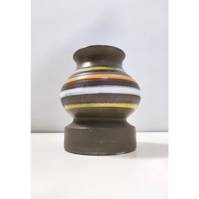 Bitossi Postmodern Brown Enameled Earthenware Vase attributed to Bitossi, 1970s For Sale - Image 4 of 8