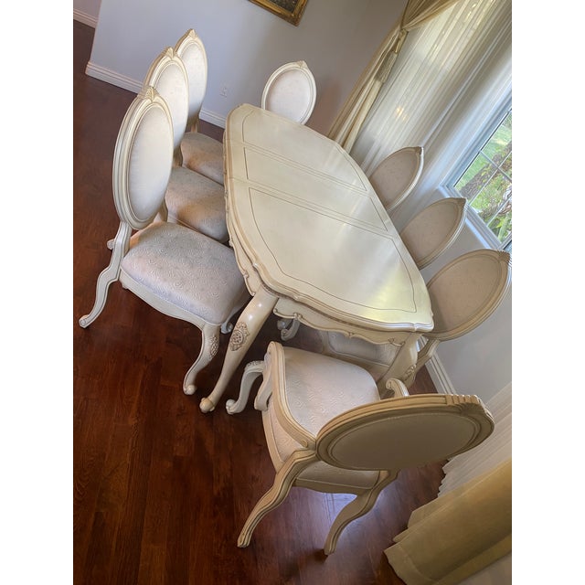 French Aico Michael Amini Lavelle Oval Dining Table Set 9 Pieces