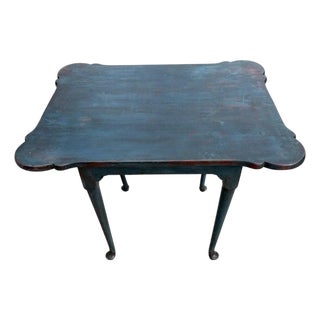 18Thc Original Blue Painted Walnut Tea Table For Sale