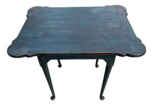 18Thc Original Blue Painted Walnut Tea Table