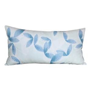 Blue & White Silk Printed Asian Decorative Bolster Pillow