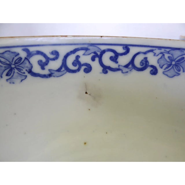 Pair of Japanese Porcelain Bowls With Transfer Design in Blue / White 1950s For Sale - Image 9 of 11