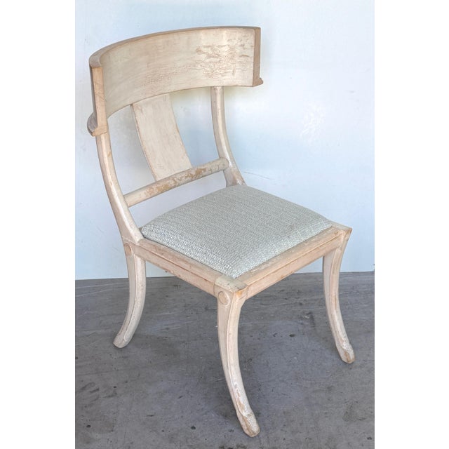 Set of Four Neoclassical Grey-White Polychromed Klismos Chairs Late 20th C. For Sale - Image 12 of 15