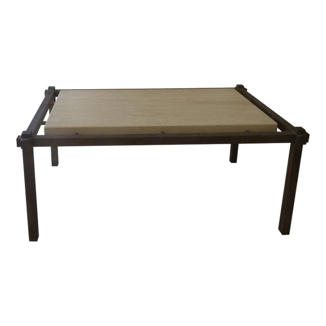 Formations for Dennis and Leen Iron & Travertine Coffee Table For Sale