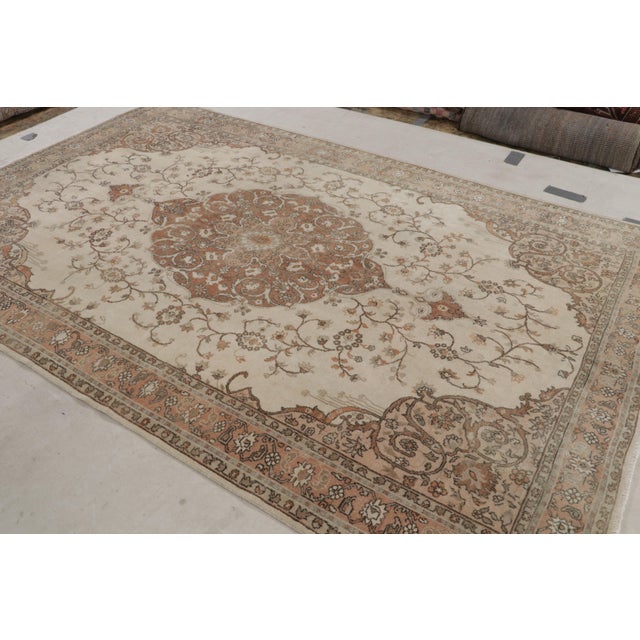 Traditional Antique Turkish Hereke Rug, Brown and Beige Floral Medallion - Rug & Kilim For Sale - Image 3 of 9