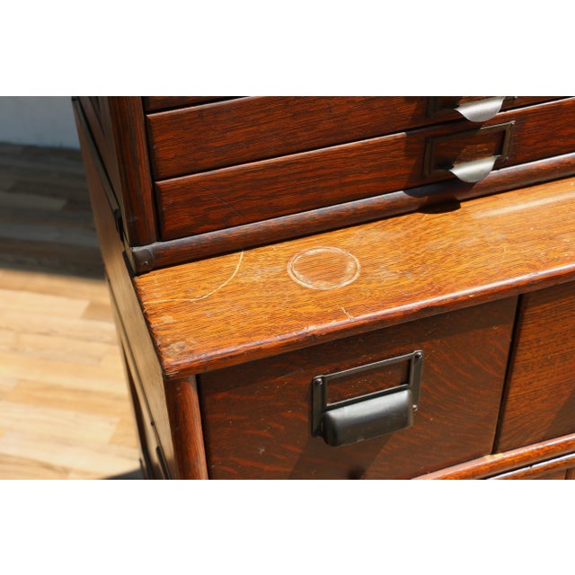 Antique Arts & Crafts Tiger Oak Modular Stacking Multi-Drawer File Cabinet, Early 1900s For Sale - Image 13 of 18