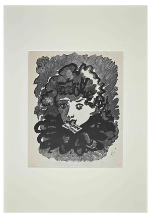 Mino Maccari, Portrait, Original Woodcut Print, Mid-20th Century