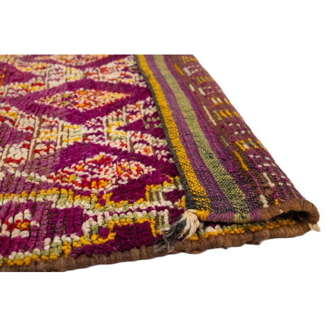 Mid-20th Century Vintage Tribal Moroccan Wool Rug in Purple For Sale - Image 4 of 9