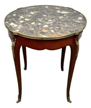 Antique French Bronze and Rouge Marble Side Table