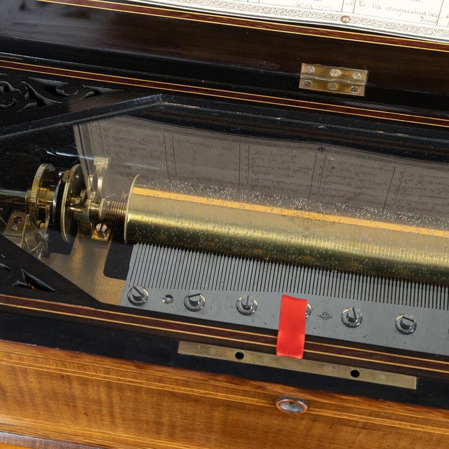 Brown Antique 19th Century Cylinder Music Box from Lecoultre Frères of Geneva, Switzerland, 1880s For Sale - Image 8 of 18