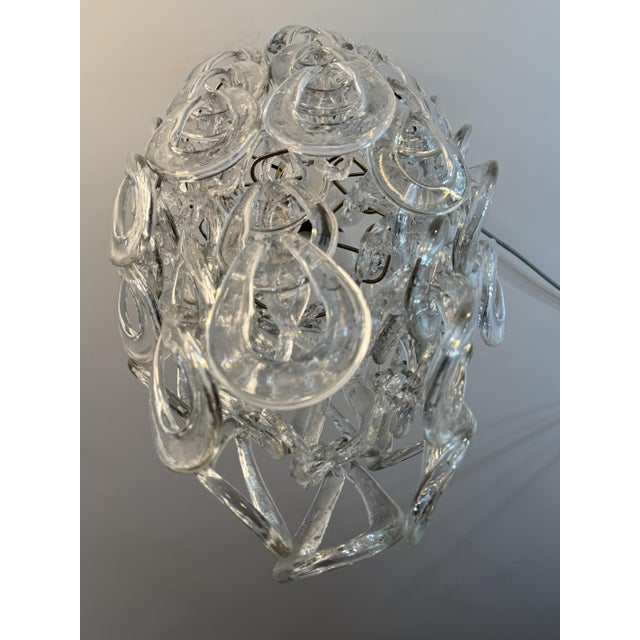 Five-light Murano glass chandelier in the style of the Giogali model by Angelo Mangiarotti for Vistosi, 1967 Metal frame,...