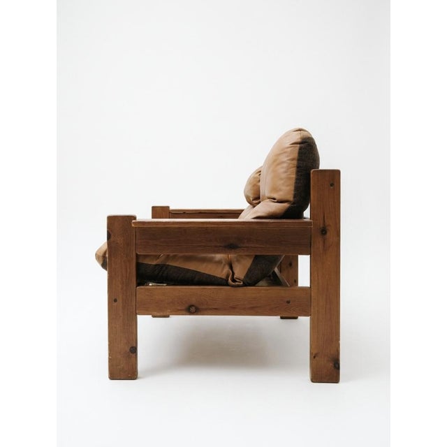Mid-Century Modern Vintage Brutalist Sofa in Cognac Leather, 1960s-1970s For Sale - Image 3 of 4