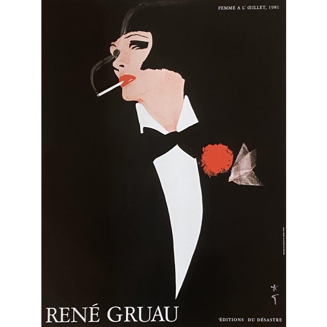 1980s Woman with Carnation Poster by René Gruau, 1981 For Sale - Image 5 of 15