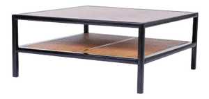 Square Two-Tiered Coffee Table with Caning