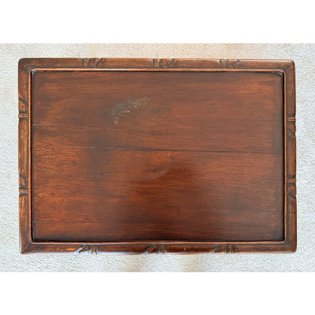Brown Small Chinese Hardwood Table With Hand Carved Apron. For Sale - Image 8 of 14