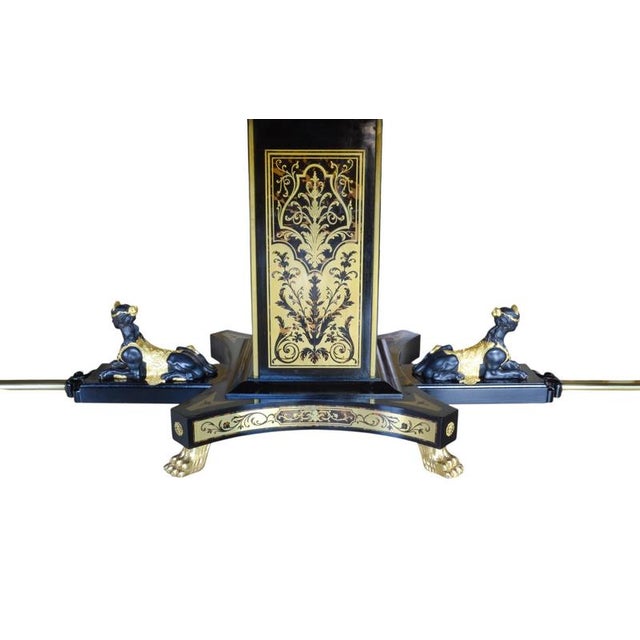 Vintage Ebonised Cut Brass Boulle Dining Conference Table For Sale - Image 14 of 18
