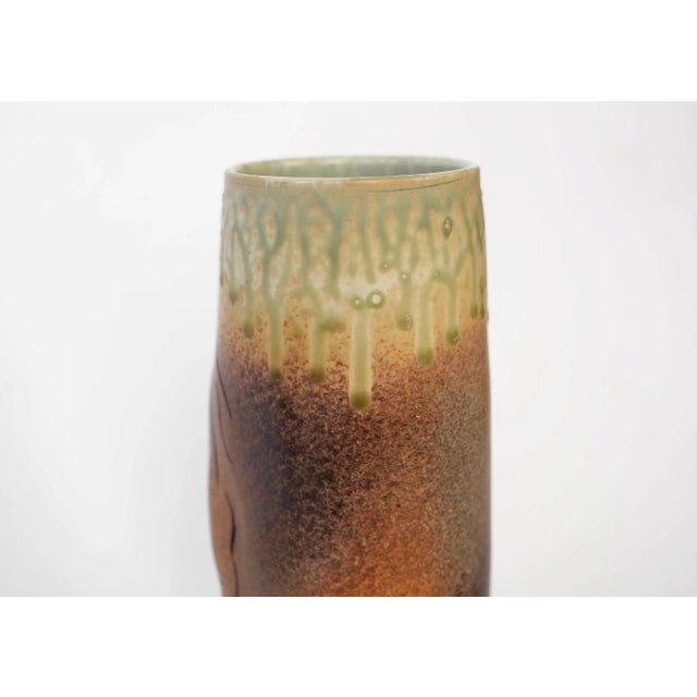 Ceramic Dan Ishler Modernist Studio Pottery Incised Relief Horse Vase For Sale - Image 7 of 13