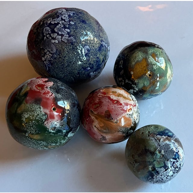 Modernist Mid-Century Sculpture of Experimental Glazed Pottery Moon Balls - Set of 5 For Sale - Image 4 of 16