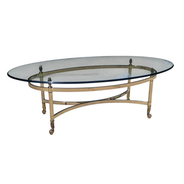 Vintage Labarge Regency Brass and Glass Cocktail Table For Sale In Charlotte - Image 6 of 18