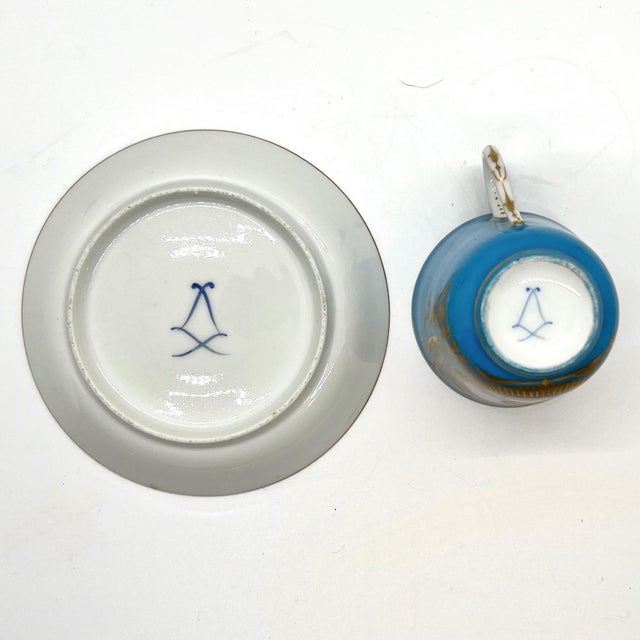 Antique Porcelain Cup and Saucer, 1800, Set of 2 For Sale - Image 11 of 13