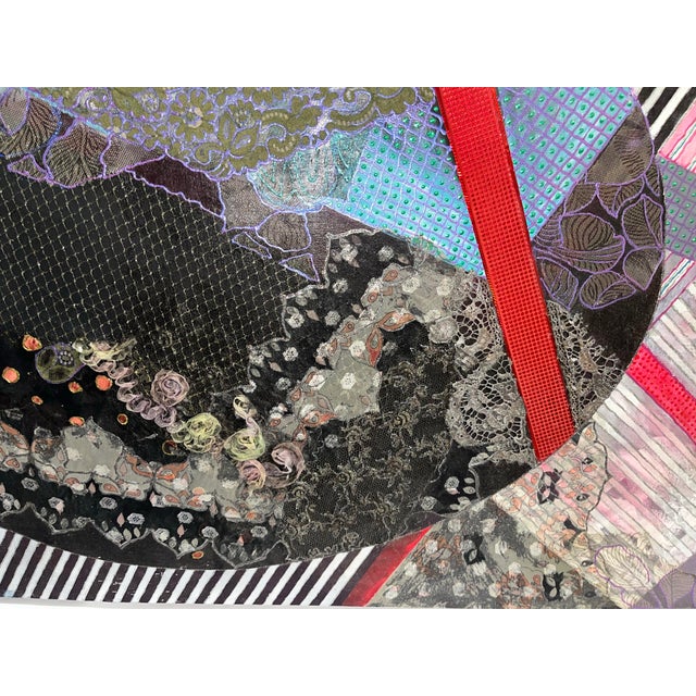 Black The Reunion of Heart & Towers by Woodstock Artist September Heart Large Abstract Oil on Canvas Painting For Sale - Image 8 of 12