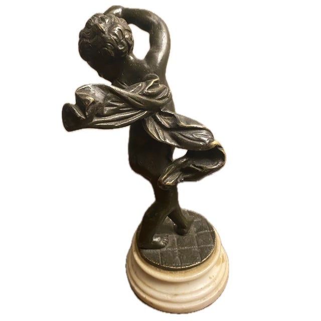 French Late 19th Century "Child Playing Triangle" Clodion Bronze Statue For Sale - Image 3 of 5