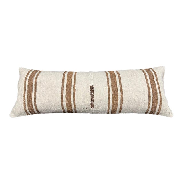 Turkish Hemp Pillow Cushion Natural Beige Brown Cushion Cover 14x40 For Sale