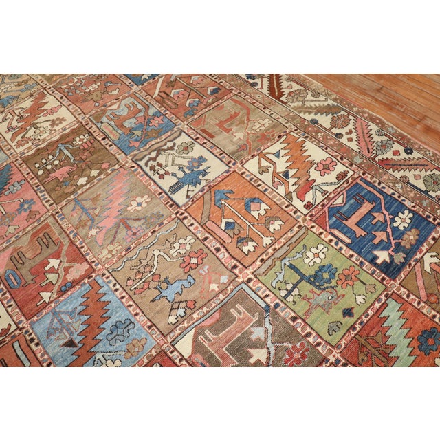 Red Antique Persian Heriz Pictorial Room Size Rug For Sale - Image 8 of 18
