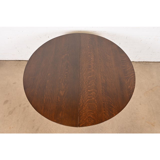 Early 20th Century Stickley Antique Mission Oak Arts & Crafts Extension Dining Table, Newly Refinished For Sale - Image 5 of 11