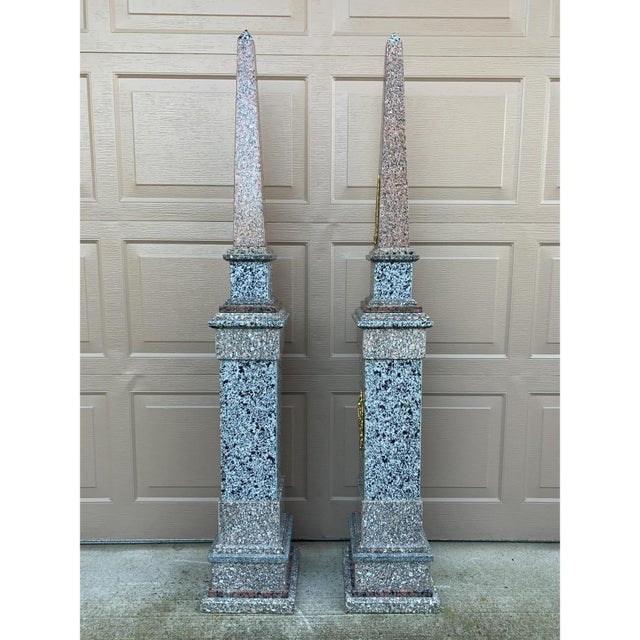 Monumental Neoclassical Grand Tour Ormolu Mounted Marble Obelisks on Pedestals For Sale - Image 11 of 12