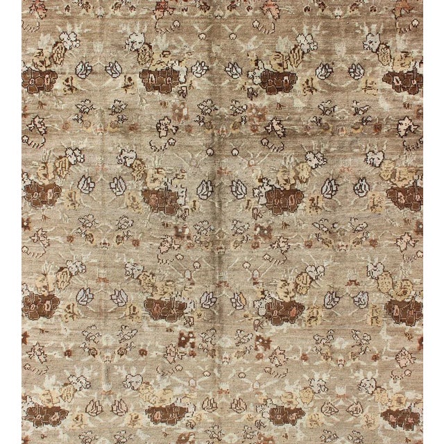 Antique Turkish Tulu Rug With Soft Beige, Warm Brown, and Cream Accents For Sale - Image 4 of 11
