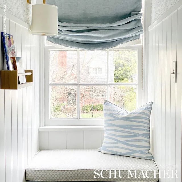 Modern Sample - Schumacher Brushstrokes Fabric in Sky For Sale - Image 3 of 3