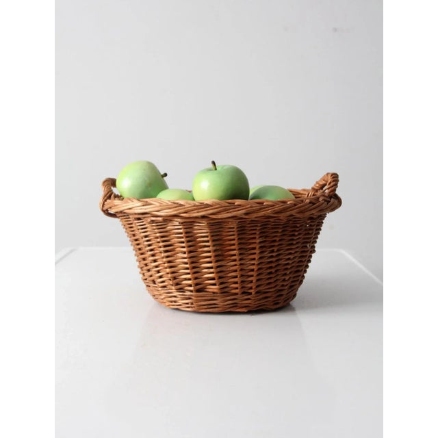 Mid 20th Century Vintage Woven Harvest Basket For Sale - Image 5 of 10