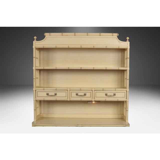 Hollywood Regency Vintage Henry Link Faux Bamboo Desk Hutch For Sale - Image 9 of 13