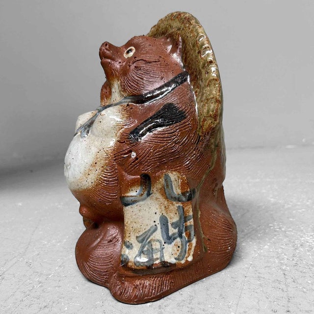 Ceramic Japanese Decorative Tanuki Statue, 1970s For Sale - Image 7 of 13