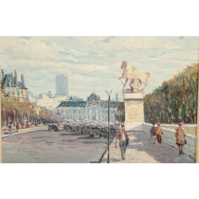 Textile Late 20th C. Impressionist Style 'Paris' Street Scene by George Malva For Sale - Image 7 of 13