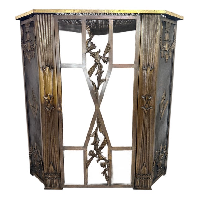 Brass Corner Fireplace Screen attributed to Dagobert Peche, 1890s For Sale