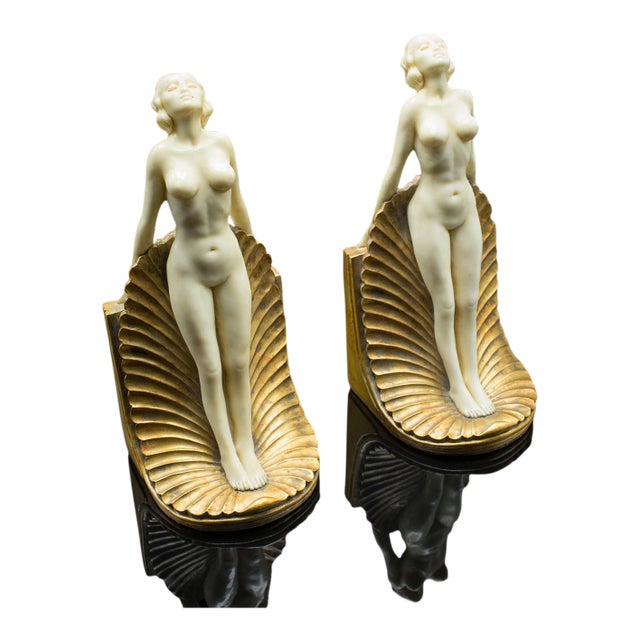 Pair of Vintage Figural Bookends, English, Nude Figure, Art Deco Revival, c.1960 For Sale