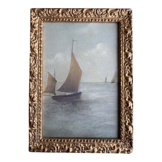 2026 Hannah Winters Giclee Print of Sailboats at Sea in Vintage Frame For Sale