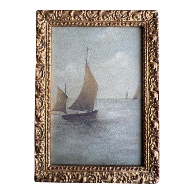 2026 Hannah Winters Giclee Print of Sailboats at Sea in Vintage Frame For Sale