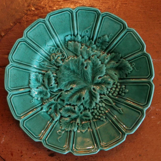 Assembled Set of Nine French Majolica Plates of Two Patterns For Sale - Image 9 of 13