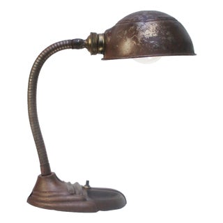 Art Deco Brown Goose Neck Table Desk Light For Sale