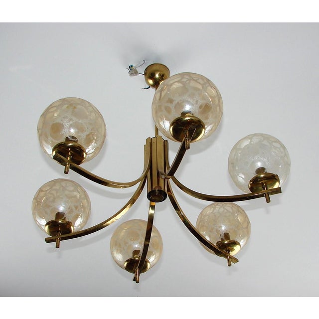 Metal Vintage Chandelier in Brass, Aluminium and Glass, 1970s For Sale - Image 7 of 12